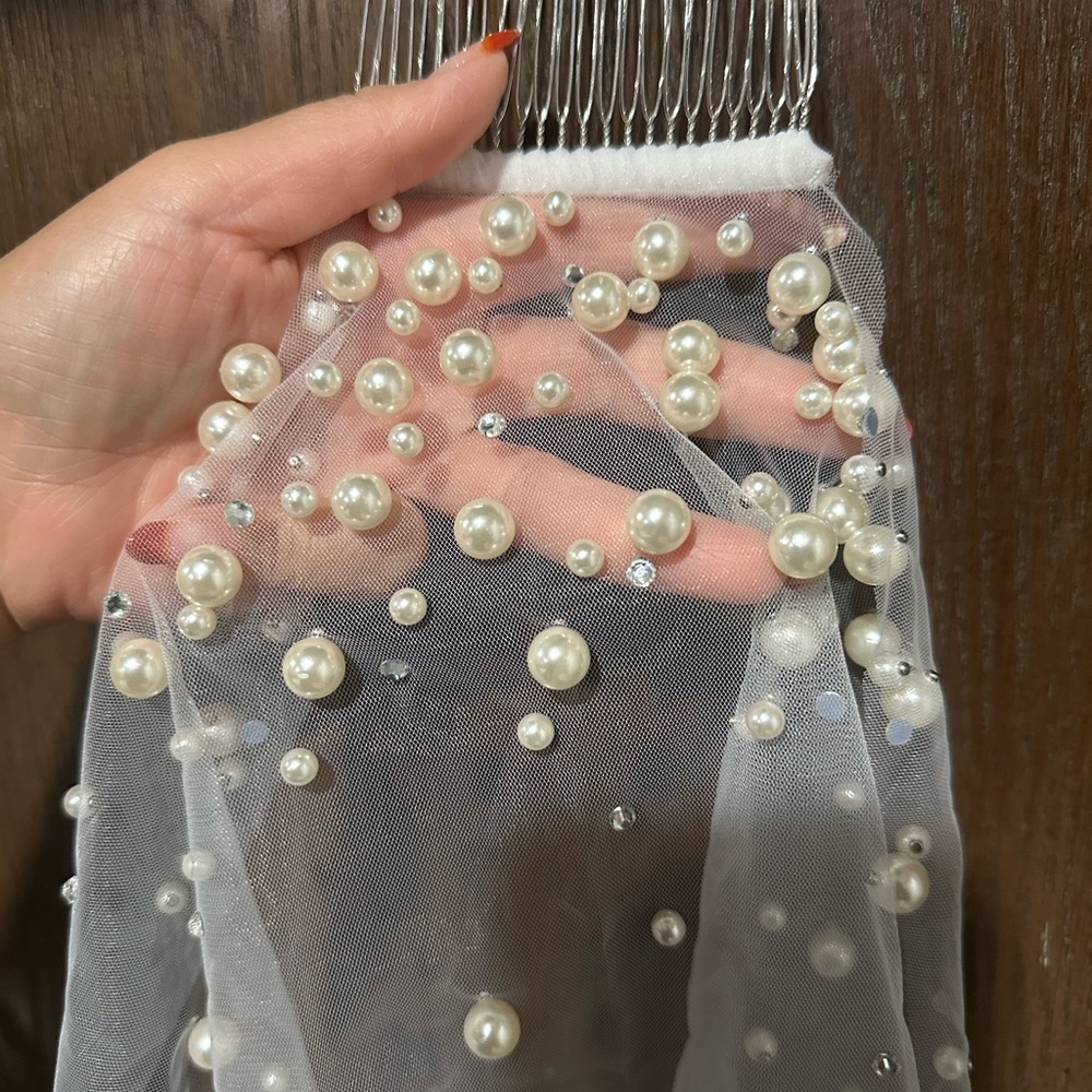 Pearl and Crystal Embellished Veil